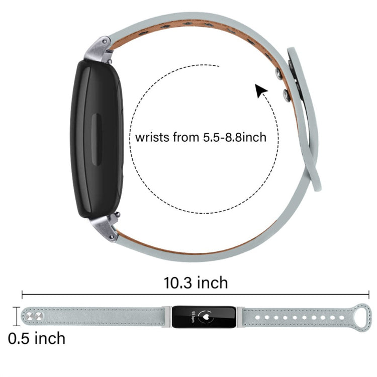 Vildt pænt Fitbit Inspire 2 / Fitbit Ace 2 Ægte læder Urrem - Sølv#serie_8