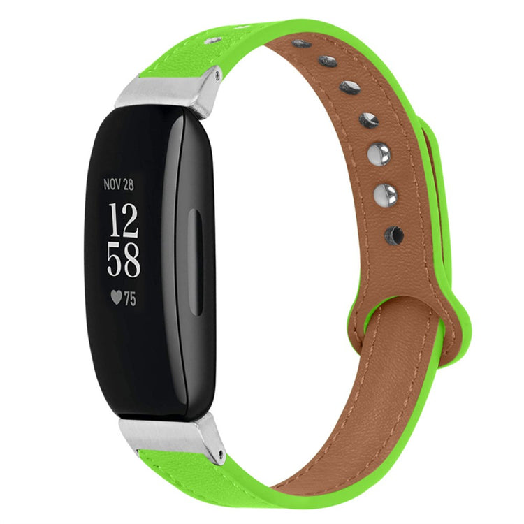 Vildt pænt Fitbit Inspire 2 / Fitbit Ace 2 Ægte læder Urrem - Grøn#serie_9