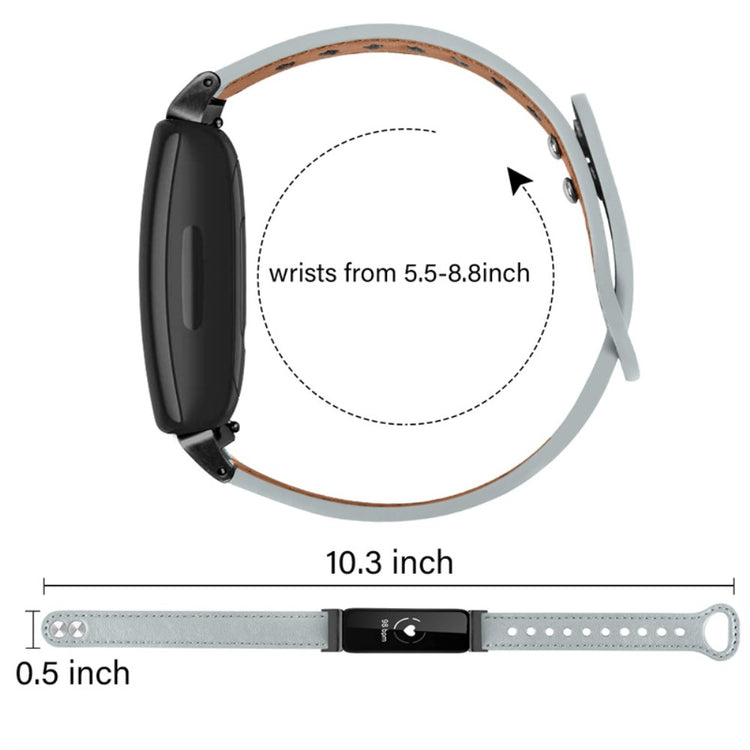 Fantastisk Fitbit Inspire 2 / Fitbit Ace 2 Ægte læder Urrem - Sølv#serie_8