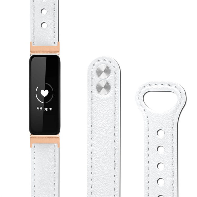 Super skøn Fitbit Inspire 2 / Fitbit Ace 2 Ægte læder Urrem - Hvid#serie_1