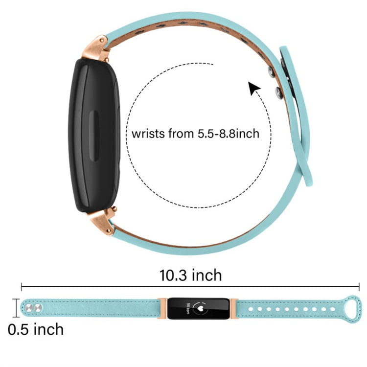 Super skøn Fitbit Inspire 2 / Fitbit Ace 2 Ægte læder Urrem - Blå#serie_10