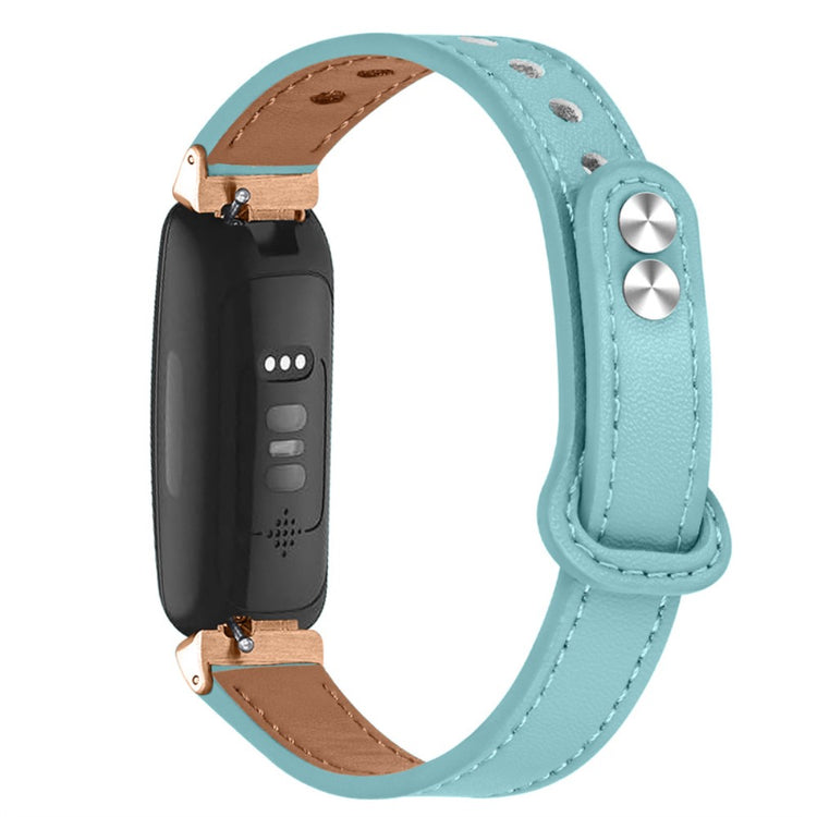 Vildt godt Fitbit Inspire 2 / Fitbit Ace 2 Ægte læder Rem - Blå#serie_10