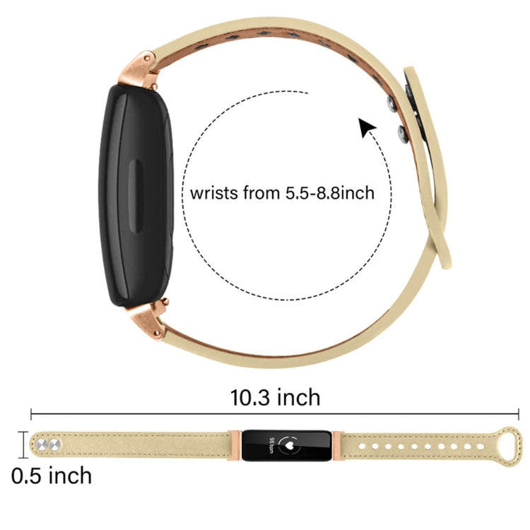 Super skøn Fitbit Inspire 2 / Fitbit Ace 2 Ægte læder Urrem - Beige#serie_5