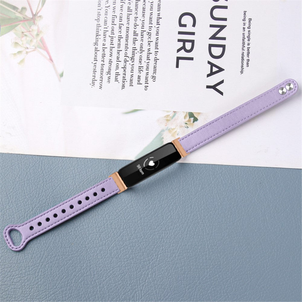 Super skøn Fitbit Inspire 2 / Fitbit Ace 2 Ægte læder Urrem - Lilla#serie_6