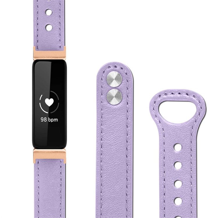 Super skøn Fitbit Inspire 2 / Fitbit Ace 2 Ægte læder Urrem - Lilla#serie_6