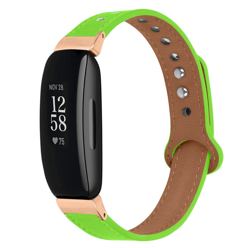 Super skøn Fitbit Inspire 2 / Fitbit Ace 2 Ægte læder Urrem - Grøn#serie_9