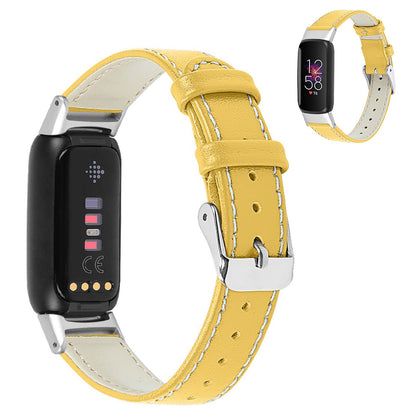 Mega komfortabel Fitbit Luxe Ægte læder Rem - Gul#serie_4
