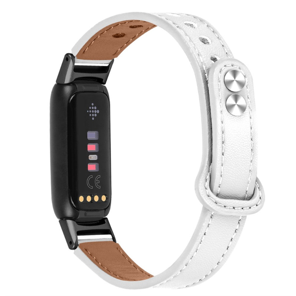Vildt skøn Fitbit Luxe Ægte læder Rem - Hvid#serie_1