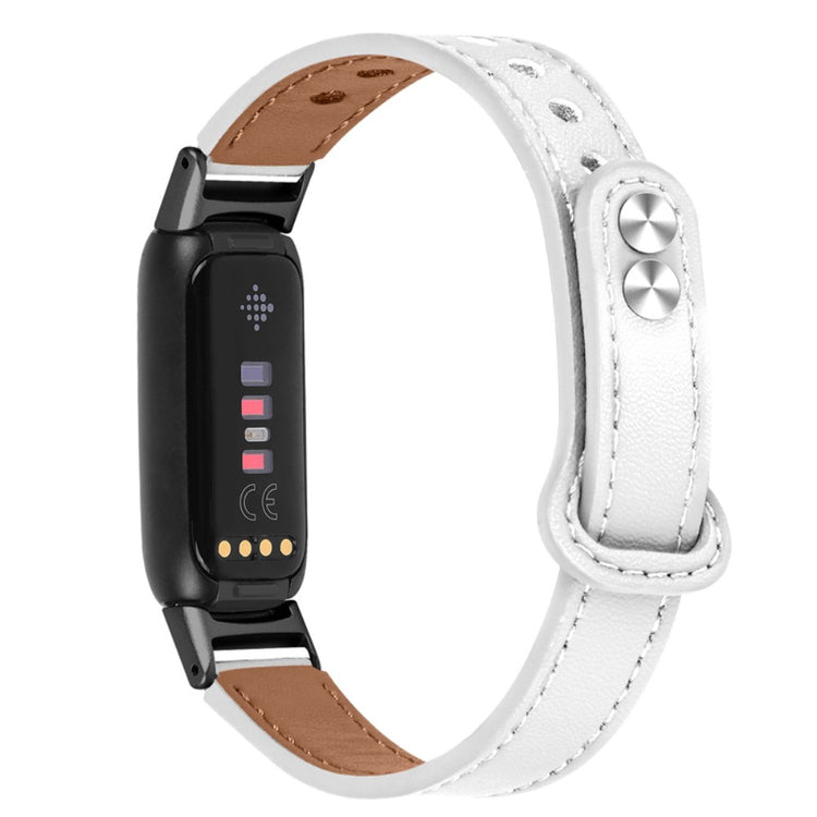 Vildt skøn Fitbit Luxe Ægte læder Rem - Hvid#serie_1