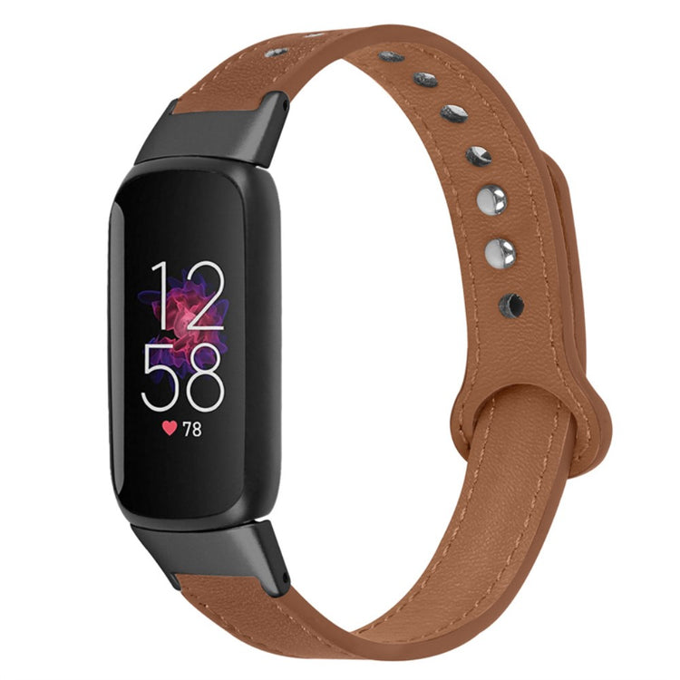 Rigtigt fint Fitbit Luxe Ægte læder Urrem - Brun#serie_11