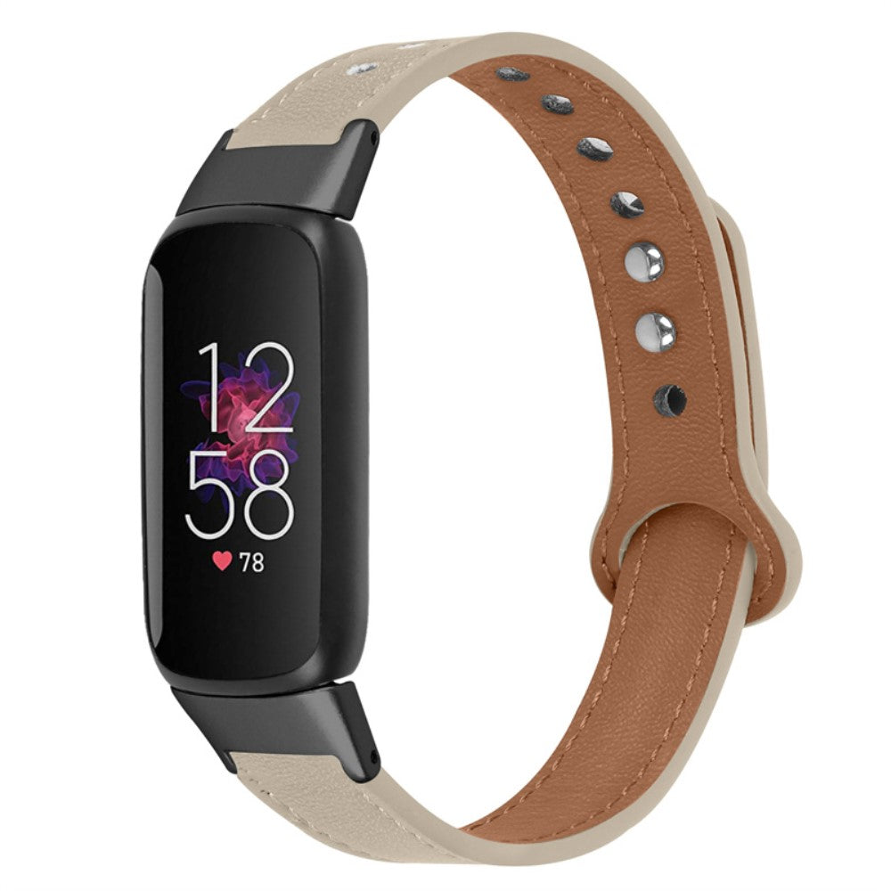 Rigtigt fint Fitbit Luxe Ægte læder Urrem - Hvid#serie_7
