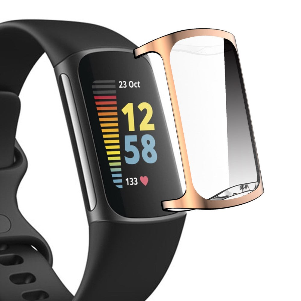 Mega Godt Fitbit Charge 5 Cover med Skærmbeskytter i Silikone - Pink#serie_5