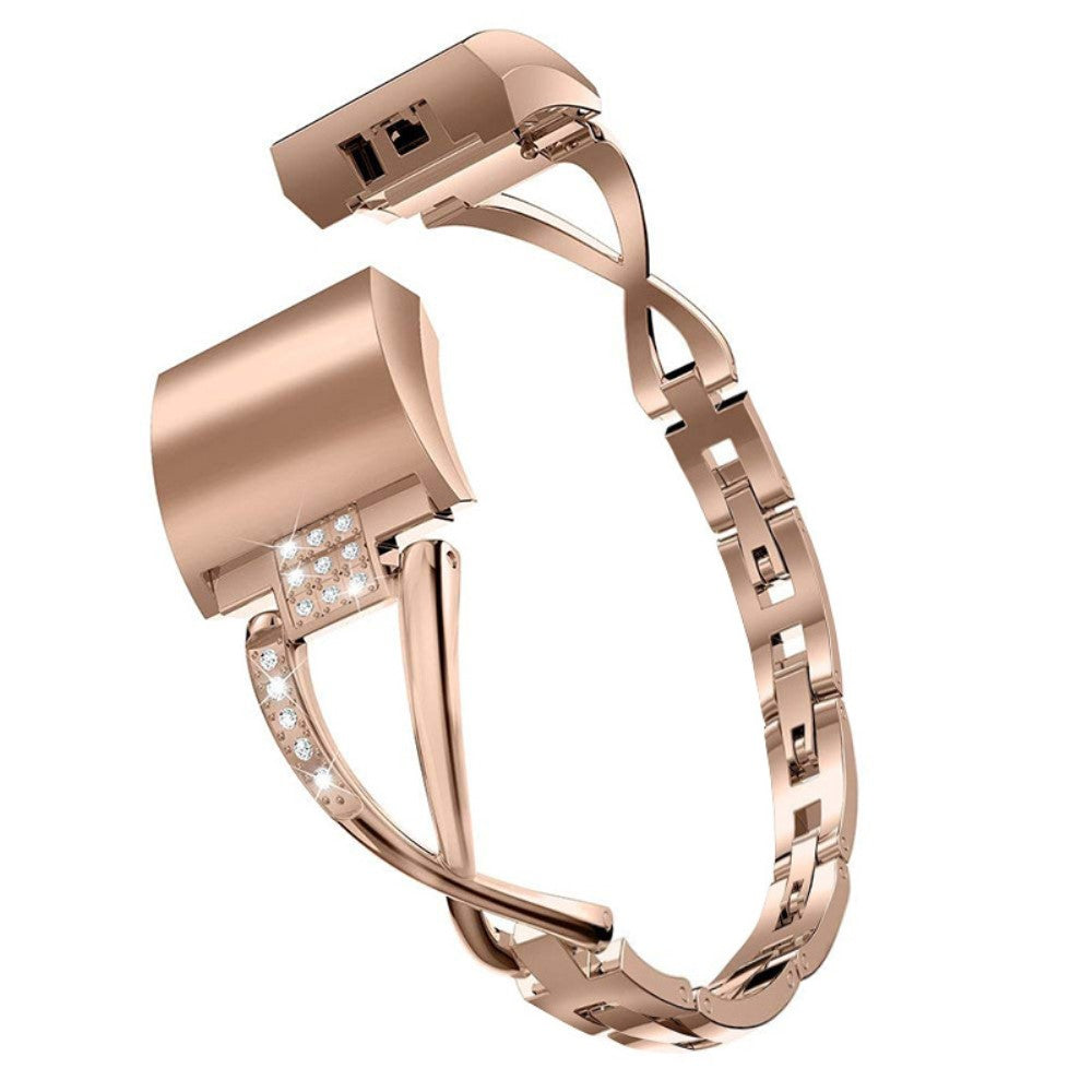 Fortrinligt Fitbit Charge 5 Metal og Rhinsten Rem - Pink#serie_3