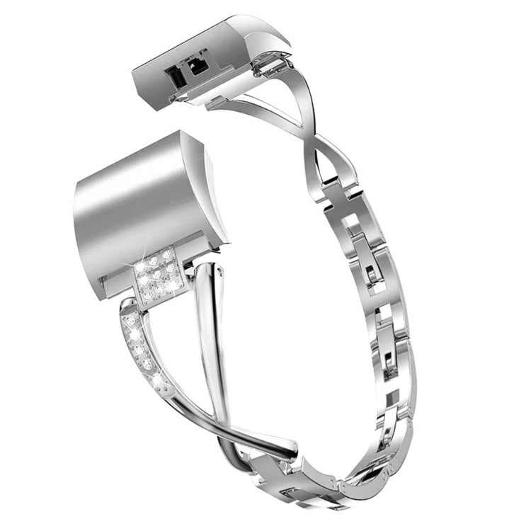 Fortrinligt Fitbit Charge 5 Metal og Rhinsten Rem - Sølv#serie_4