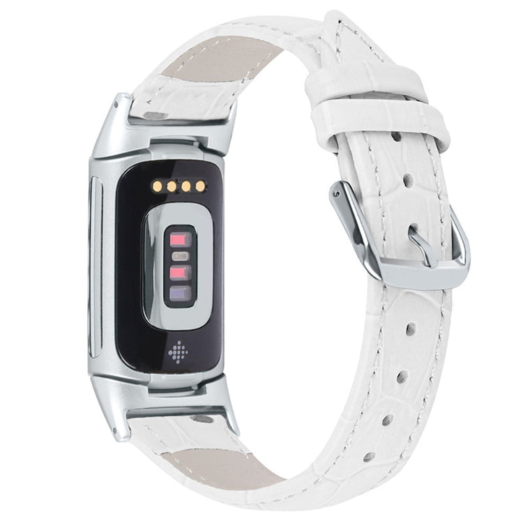 Nydelig Fitbit Charge 5 Ægte læder Rem - Hvid#serie_6