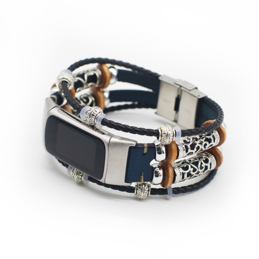 Mega cool Fitbit Charge 5 Metal og Kunstlæder Rem - Blå#serie_6