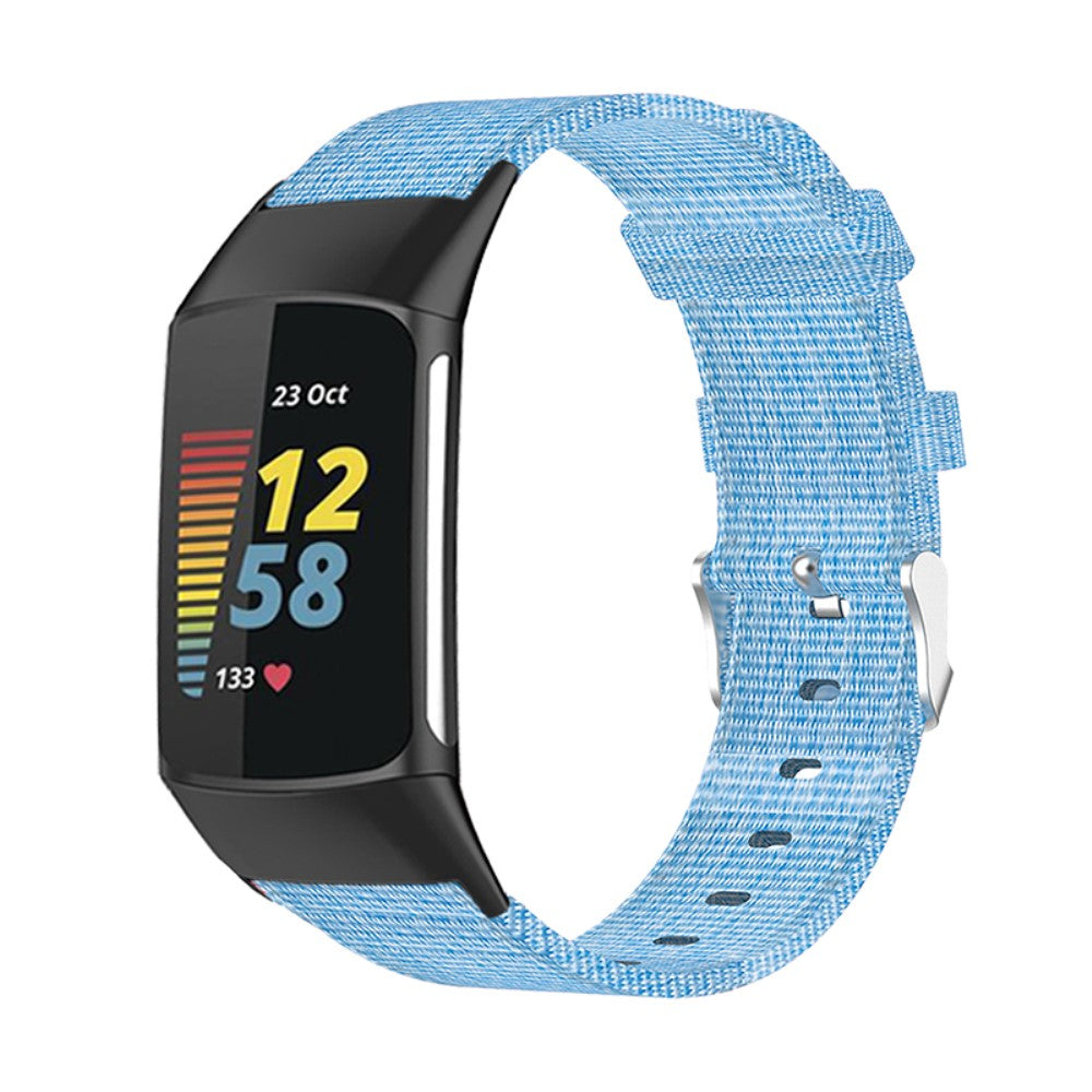 Sejt Fitbit Charge 5 Nylon Rem - Blå#serie_2