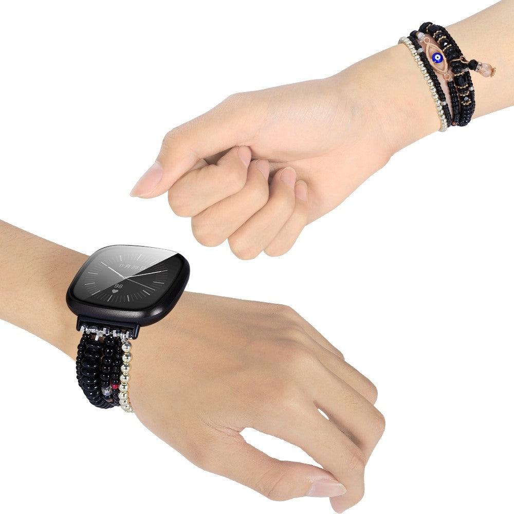 Super skøn Universal Fitbit Rhinsten Rem - Sort#serie_1