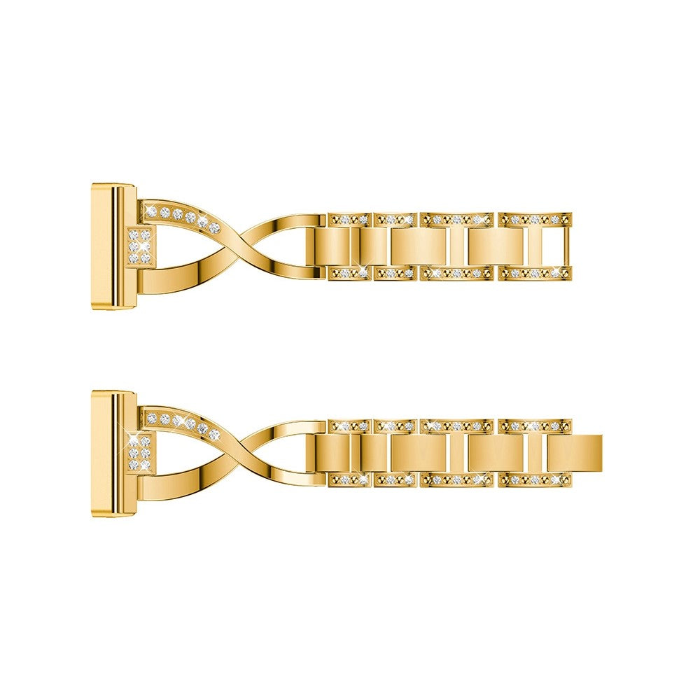 Sejt Fitbit Sense 2 / Fitbit Versa 4 Metal og Rhinsten Rem - Guld#serie_2