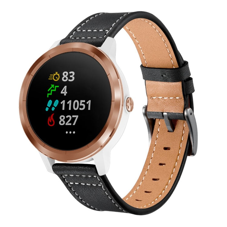 Fed Garmin Vivoactive 3 / Garmin Vivomove HR Ægte læder Rem - Sort#serie_1