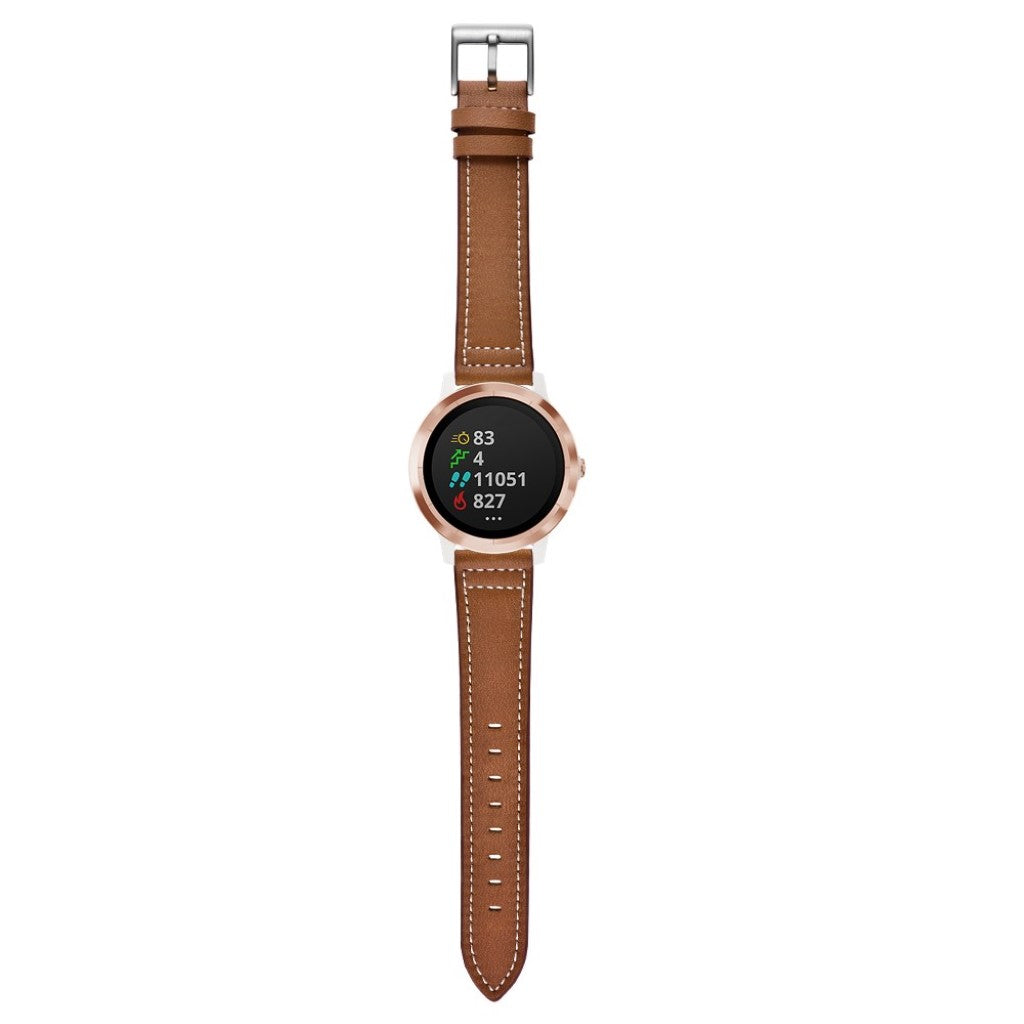 Fed Garmin Vivoactive 3 / Garmin Vivomove HR Ægte læder Rem - Brun#serie_2