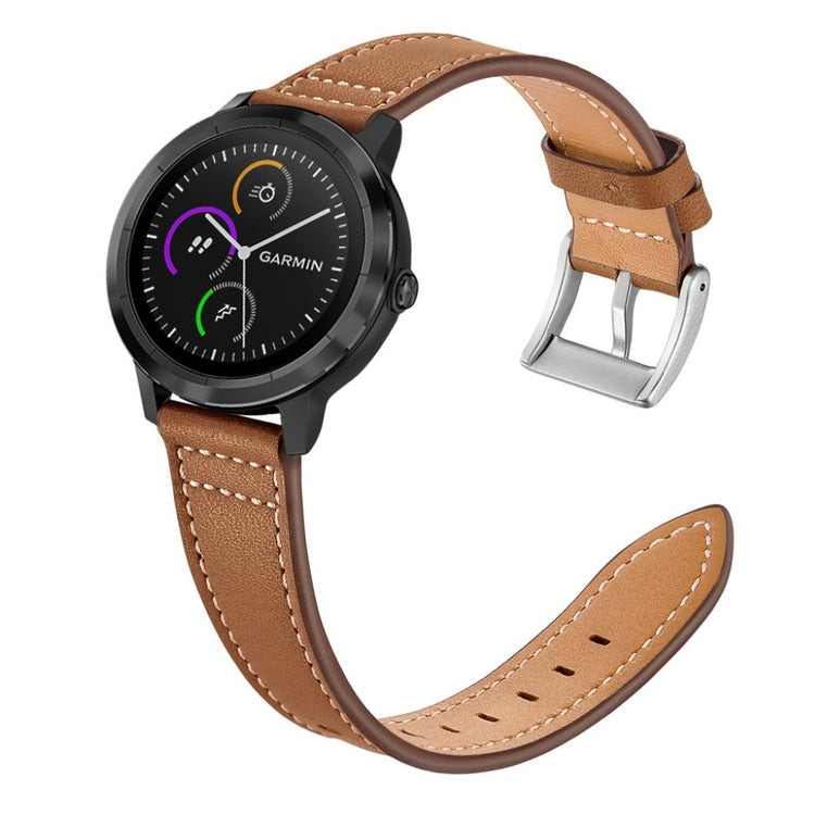 Fed Garmin Vivoactive 3 / Garmin Vivomove HR Ægte læder Rem - Brun#serie_2
