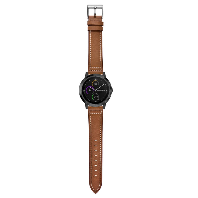 Fed Garmin Vivoactive 3 / Garmin Vivomove HR Ægte læder Rem - Brun#serie_2