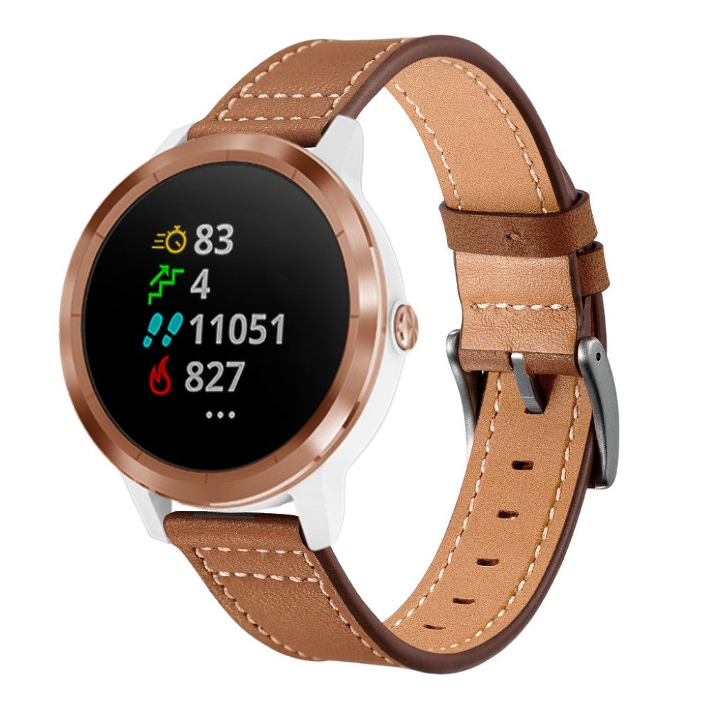 Fed Garmin Vivoactive 3 / Garmin Vivomove HR Ægte læder Rem - Brun#serie_2