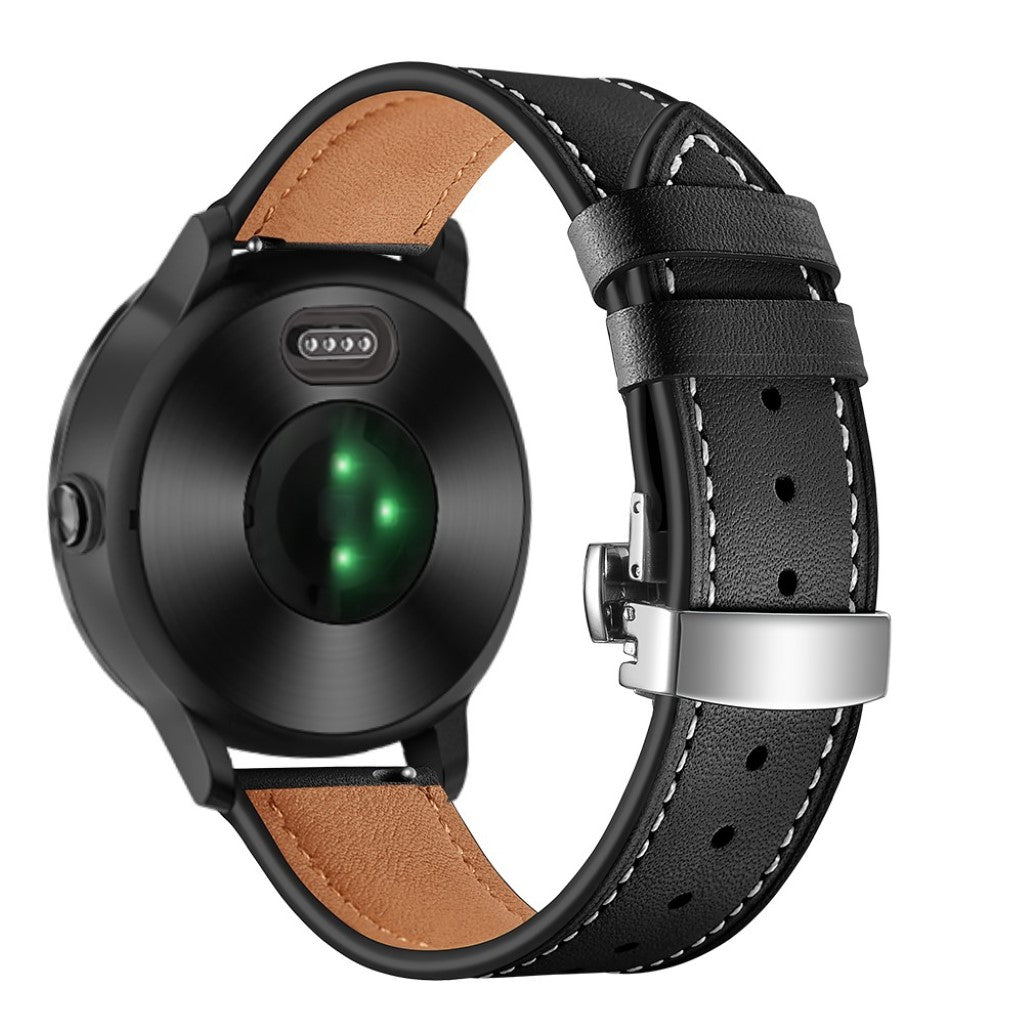 Fed Garmin Vivoactive 3 / Garmin Vivomove HR Ægte læder Rem - Sort#serie_6