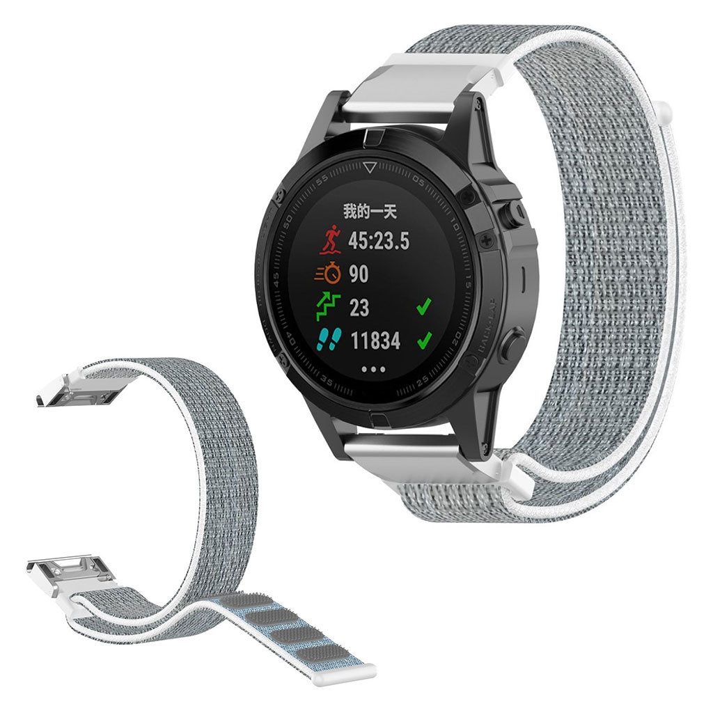 Fremragende Garmin Fenix 6 / Garmin Fenix 5 Nylon Rem - Sølv#serie_1