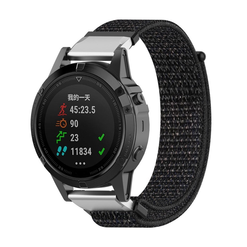 Fremragende Garmin Fenix 6 / Garmin Fenix 5 Nylon Rem - Sort#serie_5