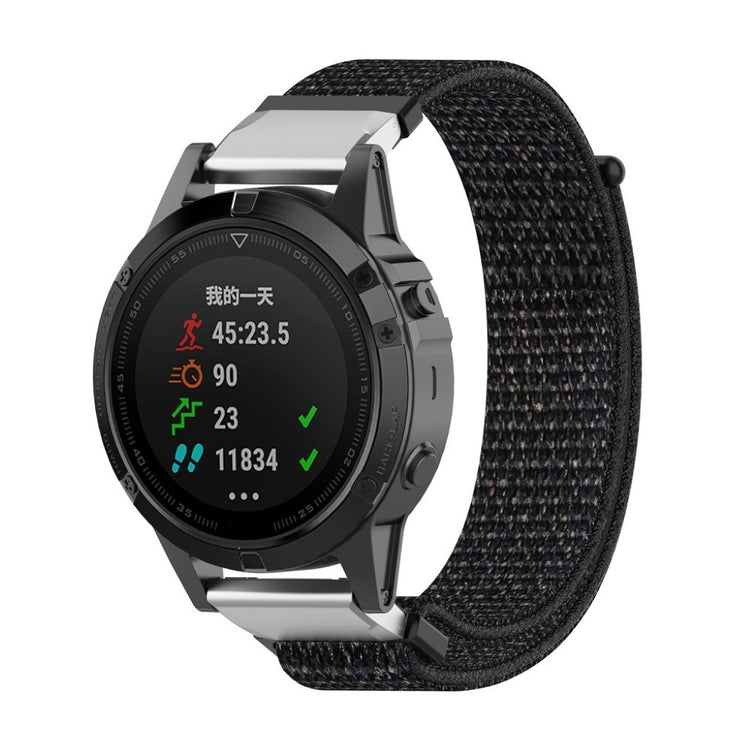 Fremragende Garmin Fenix 6 / Garmin Fenix 5 Nylon Rem - Sort#serie_5