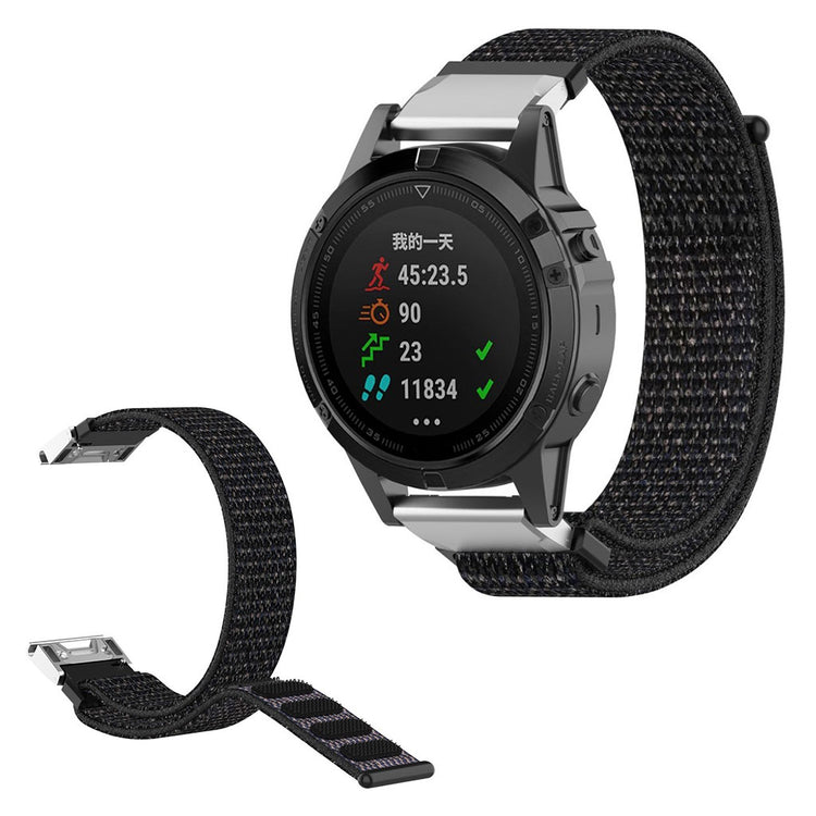 Fremragende Garmin Fenix 6 / Garmin Fenix 5 Nylon Rem - Sort#serie_5