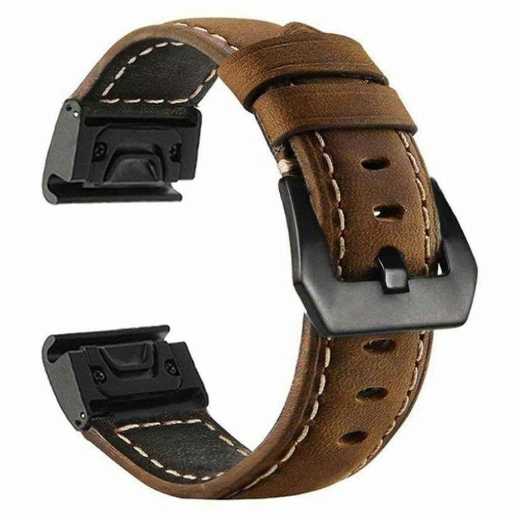 Vildt rart Garmin Fenix 5 Ægte læder Rem - Brun#serie_2