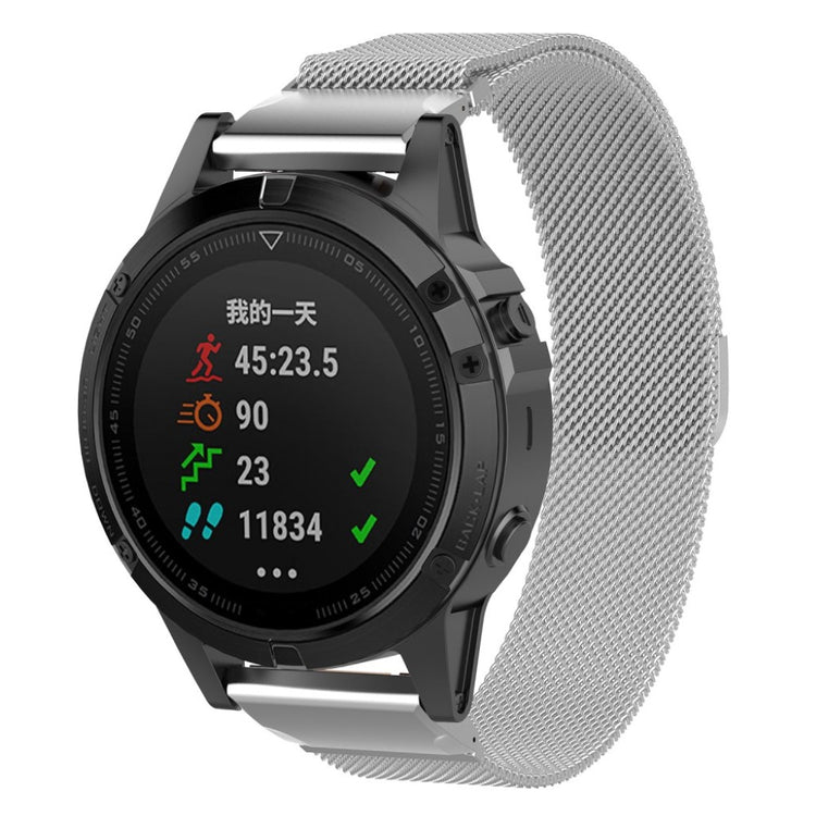 Fremragende Garmin Fenix 5 Metal Rem - Sølv#serie_3