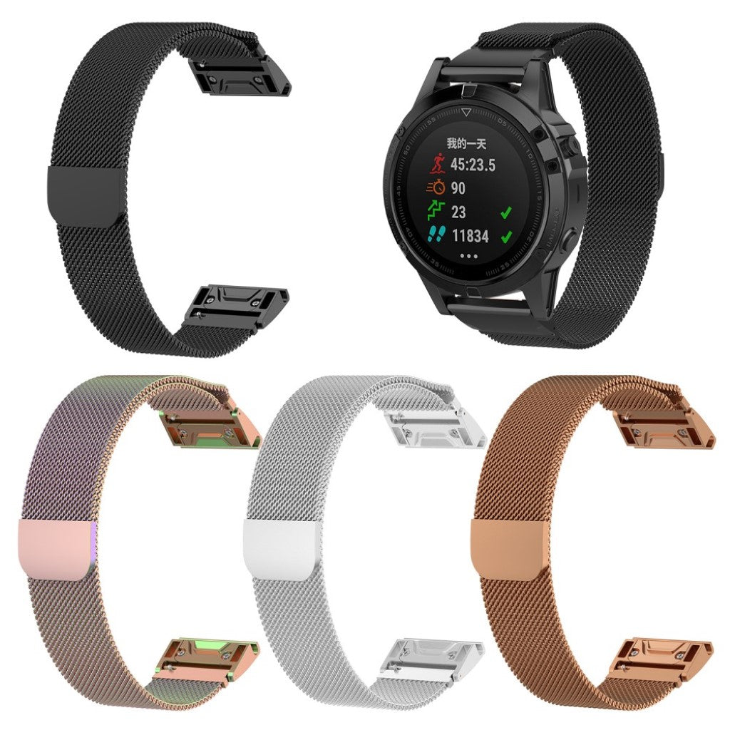 Fremragende Garmin Fenix 5 Metal Rem - Sort#serie_4