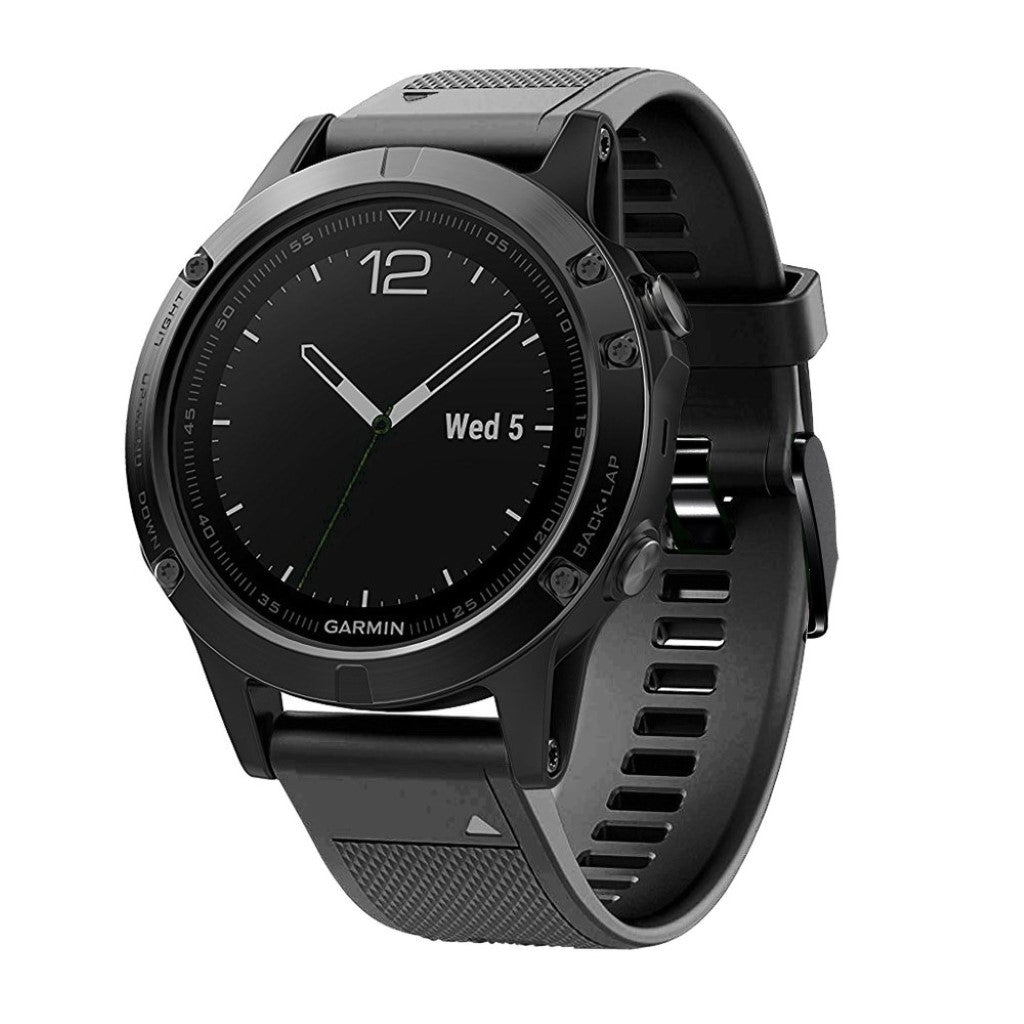 Meget komfortabel Garmin Fenix 5 Silikone Rem - Sort#serie_1