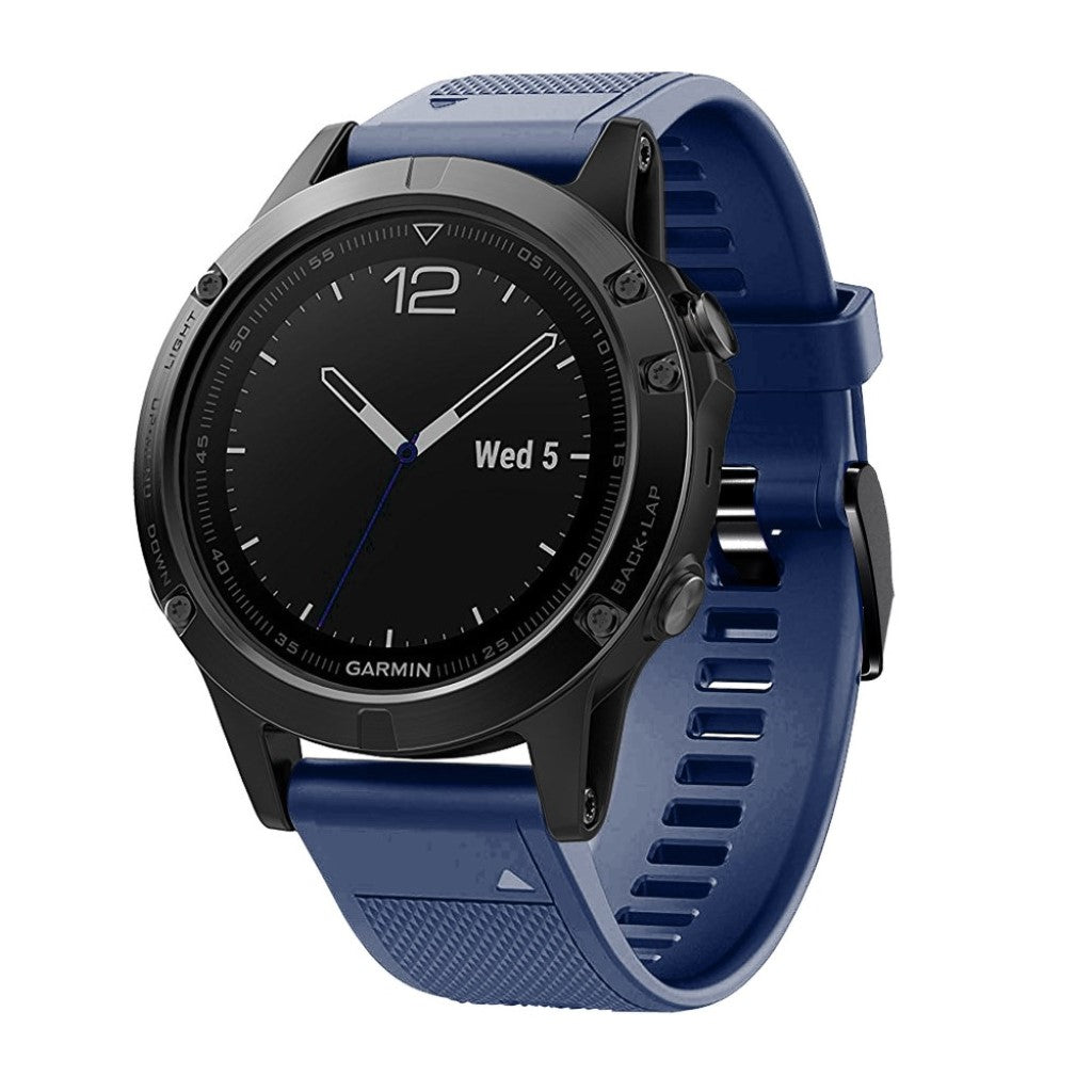 Meget komfortabel Garmin Fenix 5 Silikone Rem - Blå#serie_12