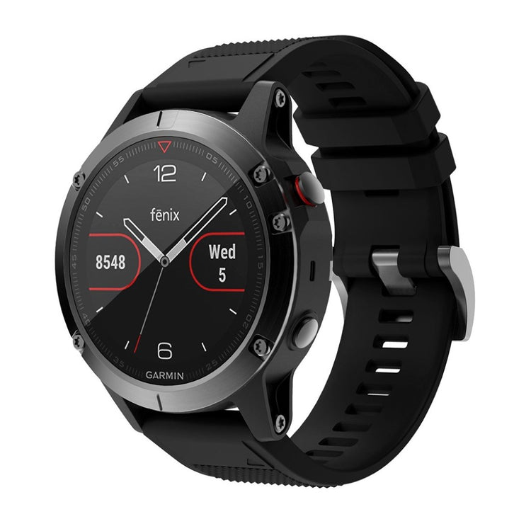 Super sejt Garmin Fenix 5 Silikone Rem - Sort#serie_1