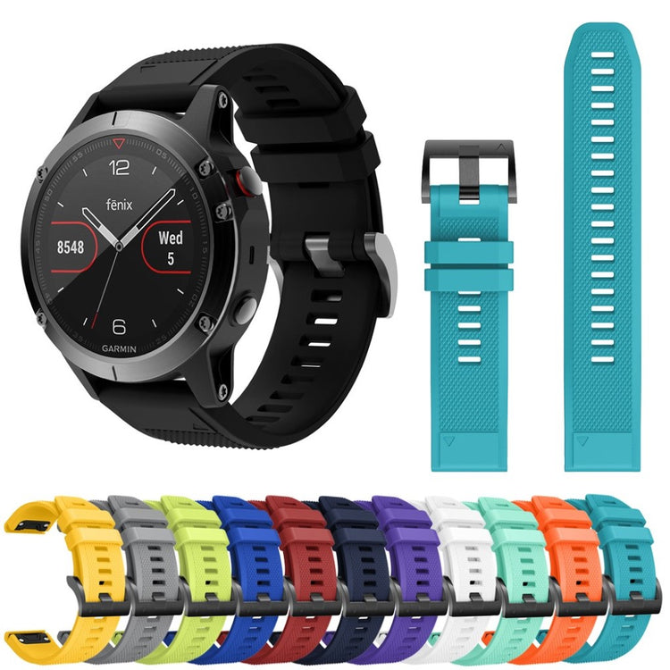 Super sejt Garmin Fenix 5 Silikone Rem - Sort#serie_1