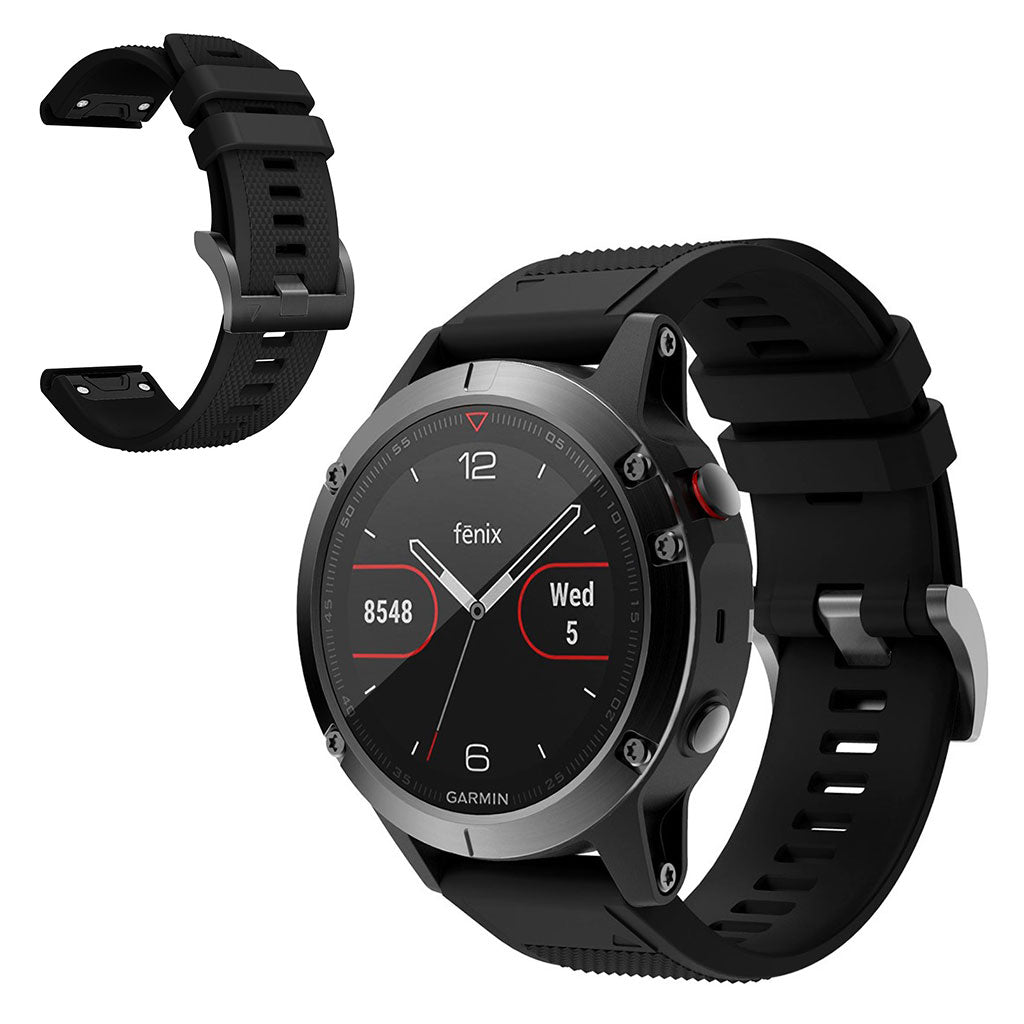 Super sejt Garmin Fenix 5 Silikone Rem - Sort#serie_1
