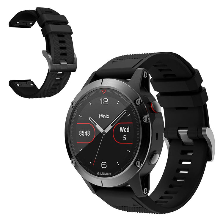 Super sejt Garmin Fenix 5 Silikone Rem - Sort#serie_1