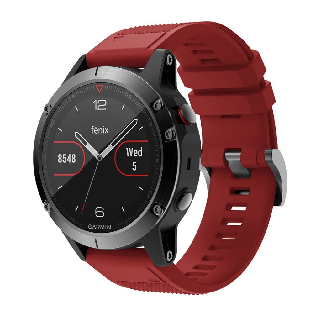 Super sejt Garmin Fenix 5 Silikone Rem - Rød#serie_10
