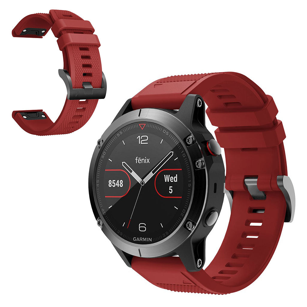 Super sejt Garmin Fenix 5 Silikone Rem - Rød#serie_10