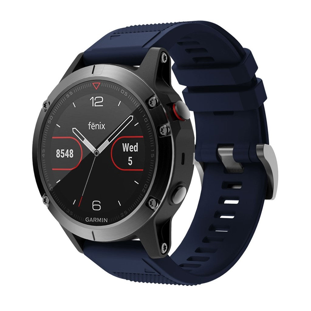 Super sejt Garmin Fenix 5 Silikone Rem - Blå#serie_11