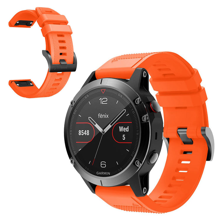 Super sejt Garmin Fenix 5 Silikone Rem - Orange#serie_4