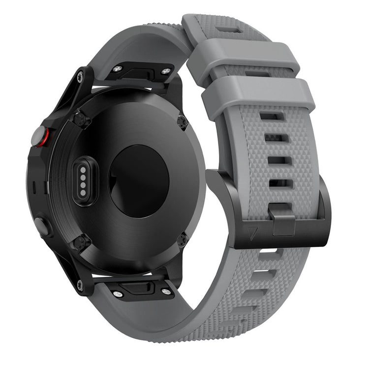 Super sejt Garmin Fenix 5 Silikone Rem - Sølv#serie_7