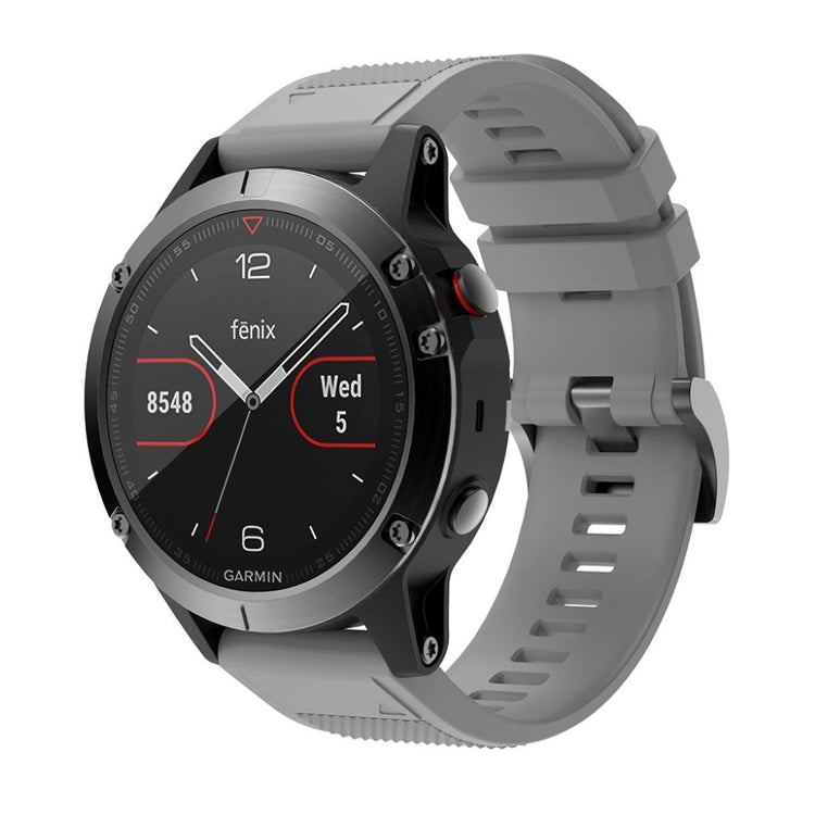 Super sejt Garmin Fenix 5 Silikone Rem - Sølv#serie_7