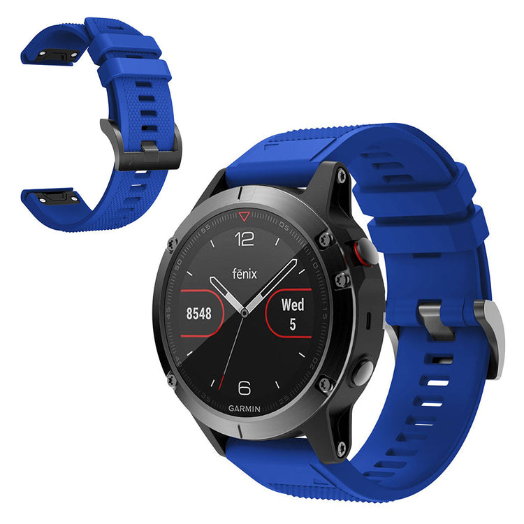 Super sejt Garmin Fenix 5 Silikone Rem - Blå#serie_9