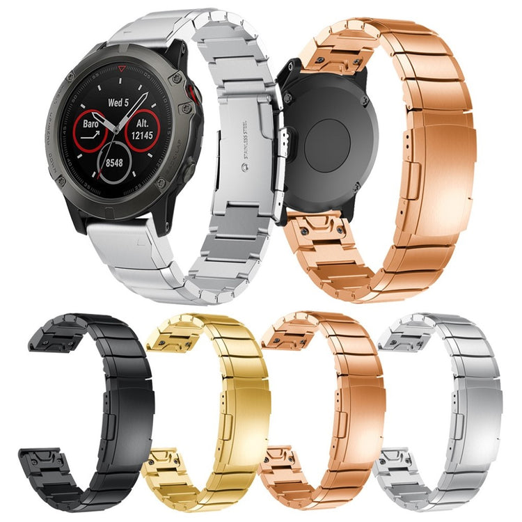 Smuk Garmin Fenix 5X / Garmin Tactix Charlie Metal Rem - Sølv#serie_4